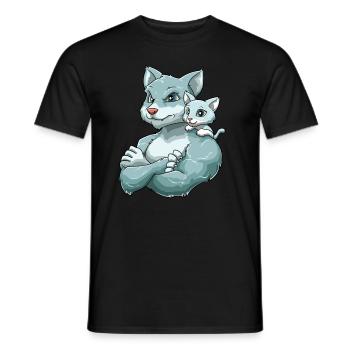 Starker Kater Vater mit seinem Kätzchen für - Männer T-Shirt - Schwarz - Vorne - AI Model Male 178 light (178cm)