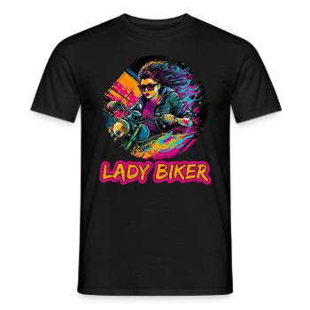 Lady Biker für eine Motorradfahrerin Bikerin - Männer T-Shirt - Schwarz - Vorne - AI Model Male 178 light (178cm)