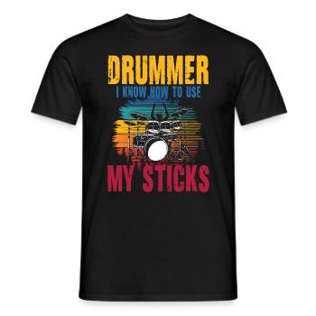 Drummer I Know How To Use My Sticks - Männer T-Shirt - Schwarz - Vorne - AI Model Male 178 light (178cm)