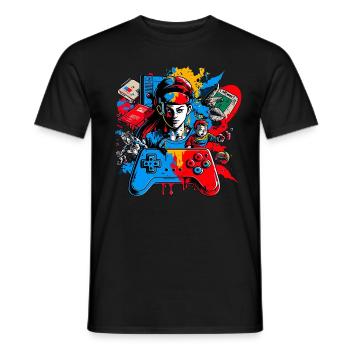 Retro Arcade Game Videospiel für Gamer - Männer T-Shirt - Schwarz - Vorne - AI Model Male 178 light (178cm)