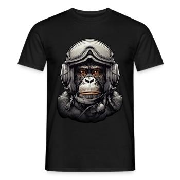 Pilot Monkey Digitale Kunst - Männer T-Shirt - Schwarz - Vorne - AI Model Male 178 light (178cm)