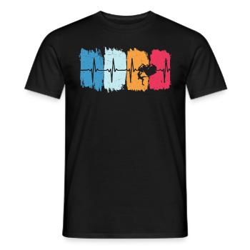 Kletterer retro herzschlag tshirt klettern kletter - Männer T-Shirt - Schwarz - Vorne - AI Model Male 178 light (178cm)