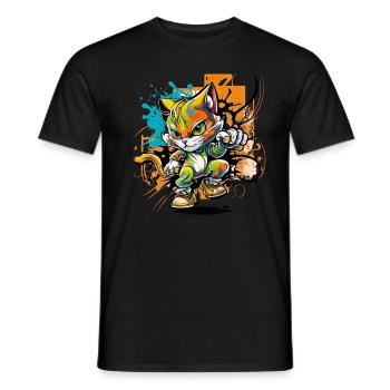 Streetstyle Katze Graffiti Kunst Streetart - Männer T-Shirt - Schwarz - Vorne - AI Model Male 178 light (178cm)
