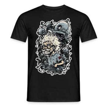 Scientific cartoon illustration, funlaboratory - Men's T-Shirt - black - Front - AI Model Male 178 light (178cm)