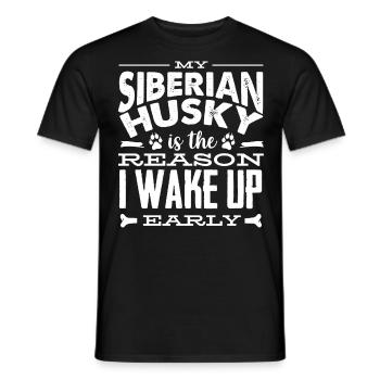 Siberian Husky - Men's T-Shirt - black - Front - AI Model Male 178 light (178cm)