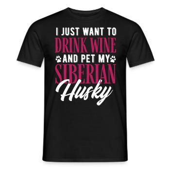 Siberian Husky - Men's T-Shirt - black - Front - AI Model Male 178 light (178cm)