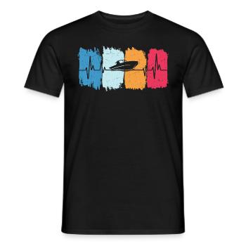 Retro heartbeat motorboat motorboat - Men's T-Shirt - black - Front - AI Model Male 178 light (178cm)