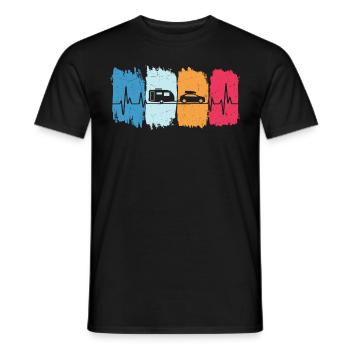 Wohnwagen retro herzschlag campen camping - Männer T-Shirt - Schwarz - Vorne - AI Model Male 178 light (178cm)