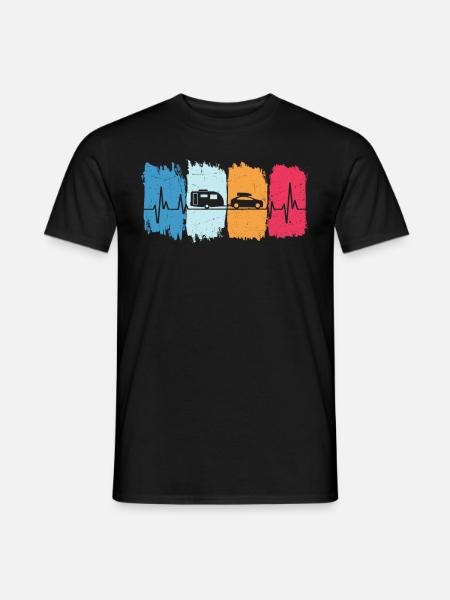Caravan retro heartbeat camping camping - Men's T-Shirt - black
