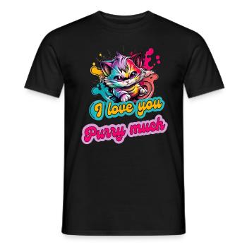 Streetstyle Katze Graffiti Purry Much Kunst - Männer T-Shirt - Schwarz - Vorne - AI Model Male 178 light (178cm)
