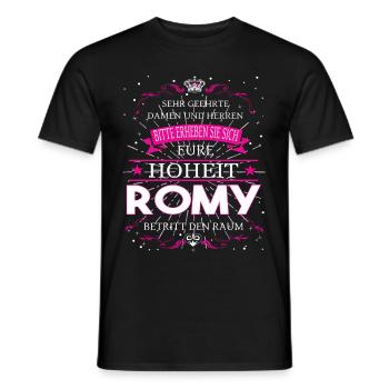 Eure Hoheit Romy betritt den Raum - Männer T-Shirt - Schwarz - Vorne - AI Model Male 178 light (178cm)