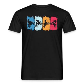 Motocross Motorrad Retro Herzschlag Motorcycle - Männer T-Shirt - Schwarz - Vorne - AI Model Male 178 light (178cm)