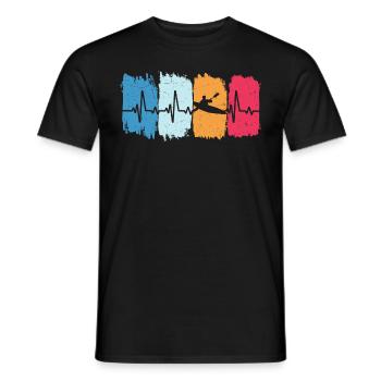kayak canoe retro heartbeat kayaking paddle boat - Men's T-Shirt - black - Front - AI Model Male 178 light (178cm)