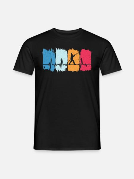Fire Brigade Retro Heartbeat Firefighter - Men's T-Shirt - black