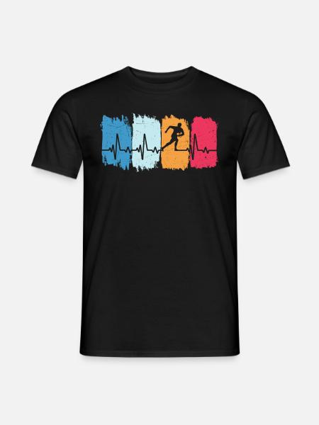 Rugby Retro Heartbeat Rugby Player - Men's T-Shirt - black