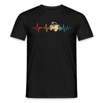 Retro Tractor Farmer Heartbeat Tractor Farmer - Men's T-Shirt - black - Front - AI Model Male 178 light (178cm)