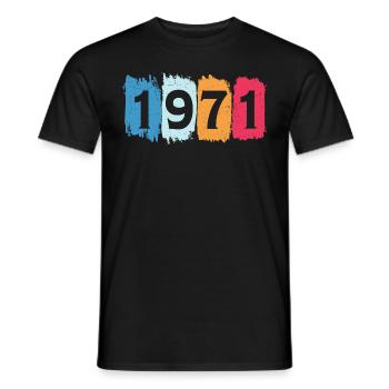 Retro 1971 t-shirt 71 vintage 1971 - Men's T-Shirt - black - Front - AI Model Male 178 light (178cm)