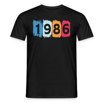 T-shirt rétro 1986 86 millésime 1986 - T-shirt homme - noir - Devant - AI Model Male 178 light (178cm)