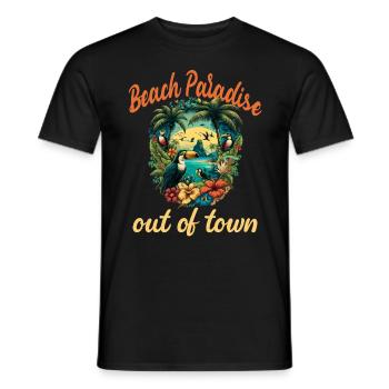 Beach Paradise Out Of Town für Strand Urlauber - Männer T-Shirt - Schwarz - Vorne - AI Model Male 178 light (178cm)