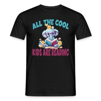 All The Cool Kids Are Reading Elefant - Männer T-Shirt - Schwarz - Vorne - AI Model Male 178 light (178cm)