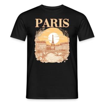 Paris Eiffelturm Bonjour Souvenirs - Männer T-Shirt - Schwarz - Vorne - AI Model Male 178 light (178cm)
