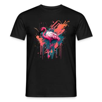 Flamingo Color Splash für einen Flamingo Fan - Männer T-Shirt - Schwarz - Vorne - AI Model Male 178 light (178cm)