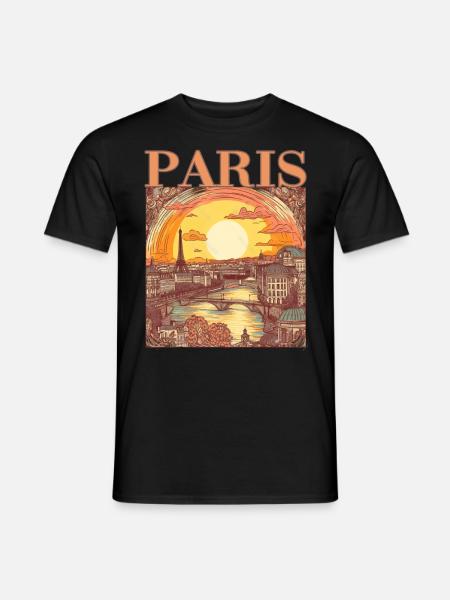 Paris Eiffelturm Bonjour Souvenirs - Männer T-Shirt - Schwarz