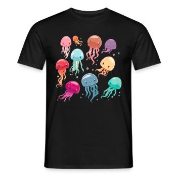 Qualle Schwarm Sea Beach Meduse Marine Diver - Männer T-Shirt - Schwarz - Vorne - AI Model Male 178 light (178cm)