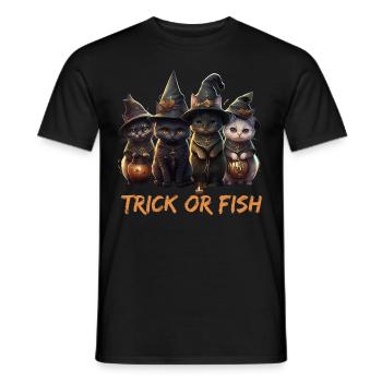 Trick Or Fish Halloween Katzen als Hexen - Männer T-Shirt - Schwarz - Vorne - AI Model Male 178 light (178cm)