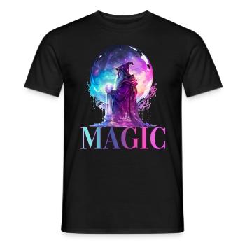 Magischer Zauberer mit Glaskugel für einen - Männer T-Shirt - Schwarz - Vorne - AI Model Male 178 light (178cm)