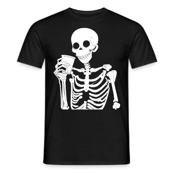 Sarcastic Funny Skeleton Drinking Espresso Coffee - Men's T-Shirt - black - Front - AI Model Male 178 light (178cm)