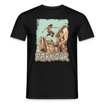 Parkour Le Parcour Freerunning Extremsport - Männer T-Shirt - Schwarz - Vorne - AI Model Male 178 light (178cm)