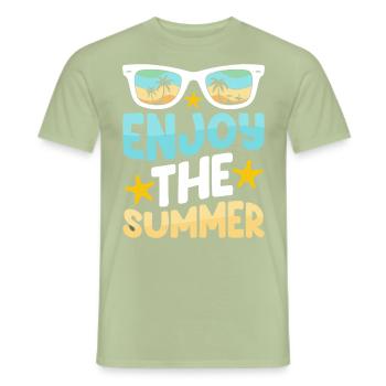Profitez de l’été - Summer Sun Beach Sea - T-shirt homme - vert sauge - Devant - AI Model Male 178 light (178cm)