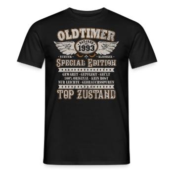 Oldtimer Baujahr Jahrgang 1993 Geburtstag Geschenk - Männer T-Shirt - Schwarz - Vorne - AI Model Male 178 light (178cm)