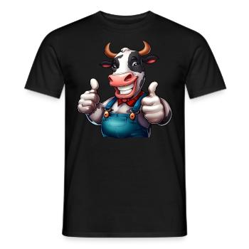 Fröhliche Bauernhofkuh - Männer T-Shirt - Schwarz - Vorne - AI Model Male 178 light (178cm)