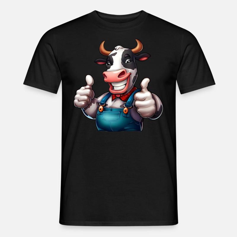 Vache de ferme joyeuse - T-shirt homme - noir