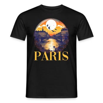 Paris Eiffelturm Bonjour Souvenirs - Männer T-Shirt - Schwarz - Vorne - AI Model Male 178 light (178cm)