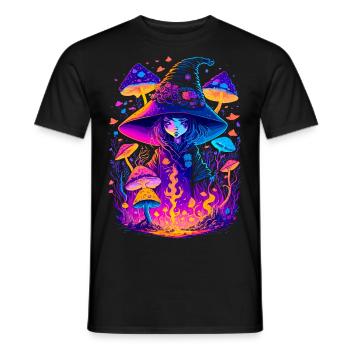 Witch with psychedelic mushrooms - Walpurgis Night - Men's T-Shirt - black - Front - AI Model Male 178 light (178cm)