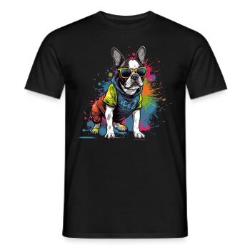 Französische Bulldogge Hund Mops - Männer T-Shirt - Schwarz - Vorne - AI Model Male 178 light (178cm)