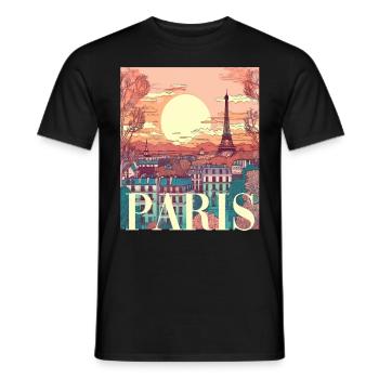 Paris Eiffelturm Bonjour Souvenirs - Männer T-Shirt - Schwarz - Vorne - AI Model Male 178 light (178cm)