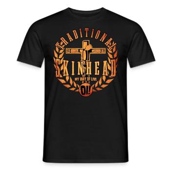 Unique Oi Skinhead - Men's T-Shirt - black - Front - AI Model Male 178 light (178cm)