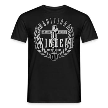 Unique Oi Skinhead - Men's T-Shirt - black - Front - AI Model Male 178 light (178cm)