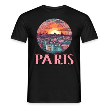 Paris Eiffelturm Bonjour Souvenirs - Männer T-Shirt - Schwarz - Vorne - AI Model Male 178 light (178cm)