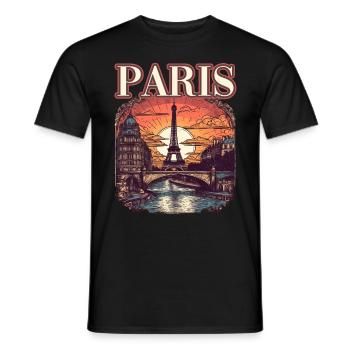 Paris Eiffelturm Bonjour Souvenirs - Männer T-Shirt - Schwarz - Vorne - AI Model Male 178 light (178cm)