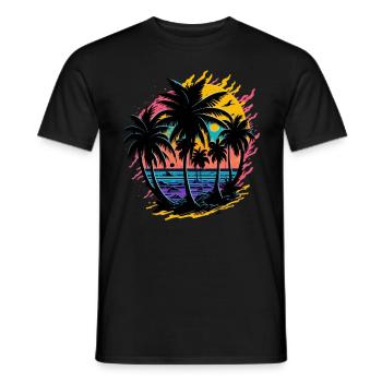 Sommer Sonne Palmen Strand Insel - Männer T-Shirt - Schwarz - Vorne - AI Model Male 178 light (178cm)