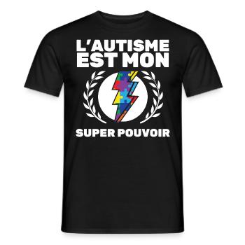 L'Autisme Est Mon Super Pouvoir Super Héro Autiste - T-shirt homme - noir - Devant - AI Model Male 178 light (178cm)