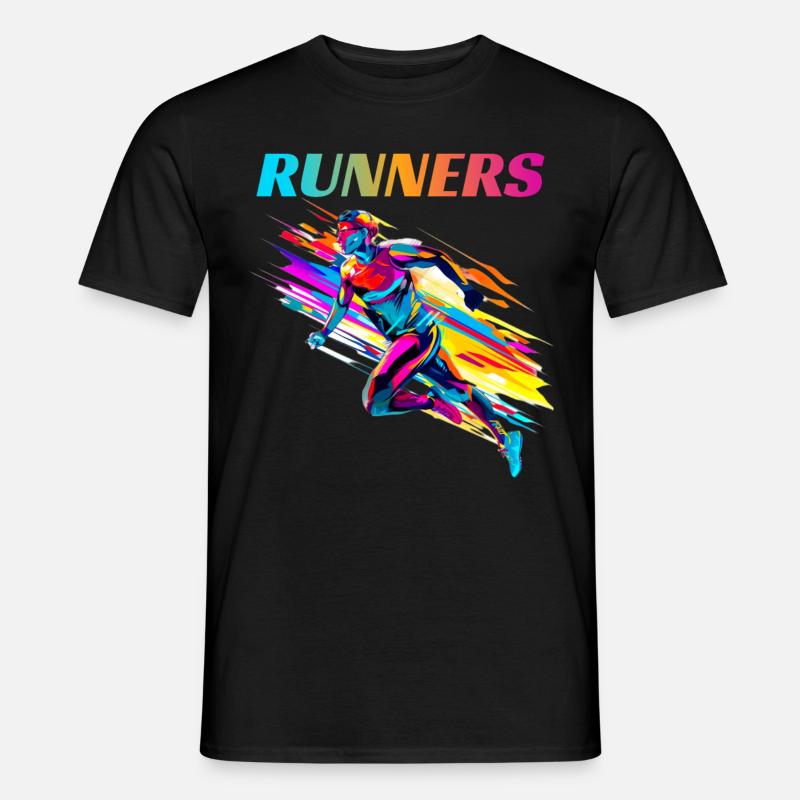 Dynamische Läufer Lauf Wettkampf - Männer T-Shirt - Schwarz