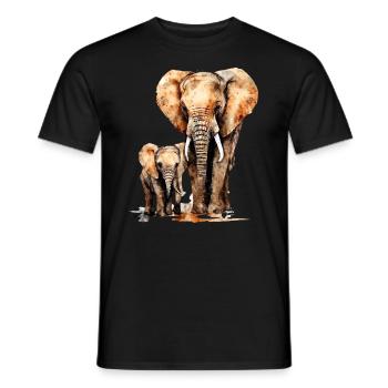 Elefant mit Kind für einen Elefant Liebhaber - Männer T-Shirt - Schwarz - Vorne - AI Model Male 178 light (178cm)