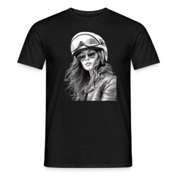 Motorradfahrerin für eine Motorradfahrerin - Männer T-Shirt - Schwarz - Vorne - AI Model Male 178 light (178cm)