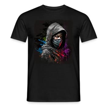 Schöne Frau als Ninja verkleidet für Ninja Fans - Männer T-Shirt - Schwarz - Vorne - AI Model Male 178 light (178cm)